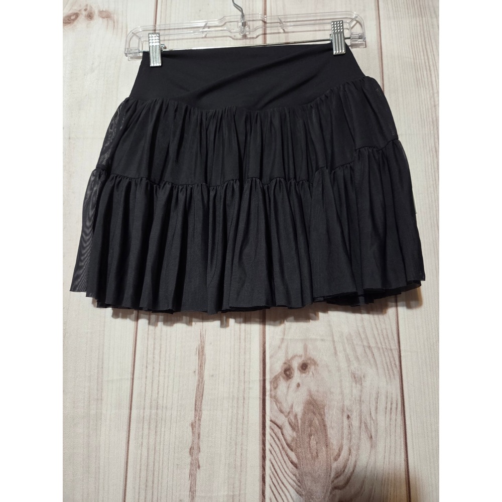 Blogilates Ballerina Skort Black Tiered Mesh Skirt with Built-in Shorts Small